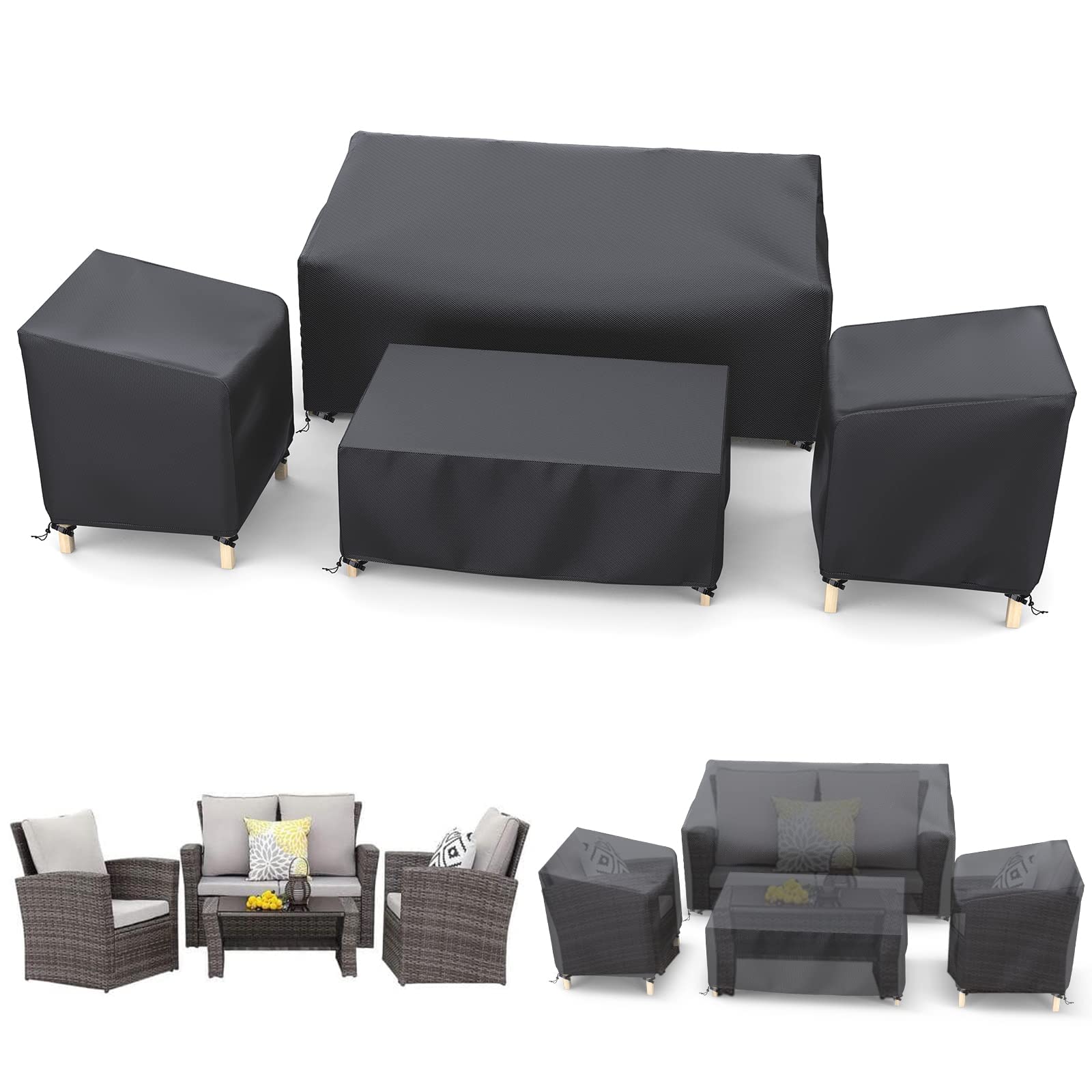 O Outdoor Patio Furniture Cover Waterproof 4-Piece Set for Chairs 32in