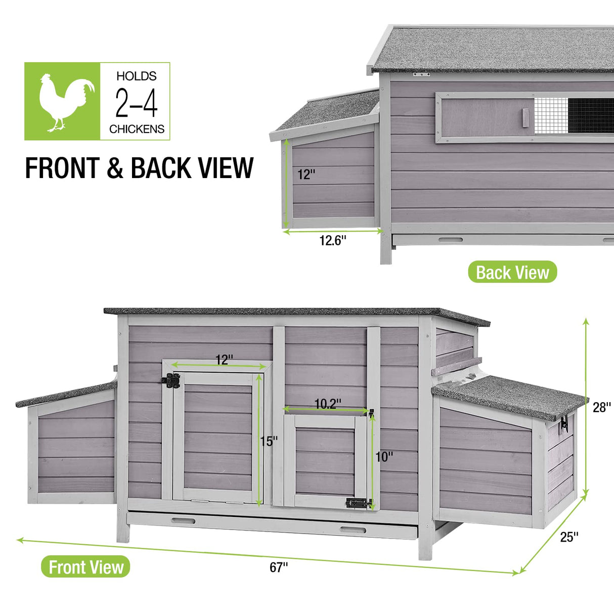 Chicken Coop Outdoor Hen House Wooden Poultry Cage with 2 Perches