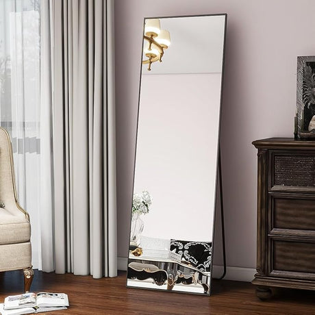 Large Mirrors for Wall, 65"x24" Full Length Mirror with Stand, Full Body Mirror with Aluminum Alloy Frame,