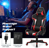Ergonomic Gaming Chair with Massage Lumbar Support - Red PU Leather
