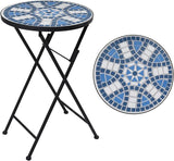 Mosaic Outdoor Side Table, Round Rustproof Patio Table
