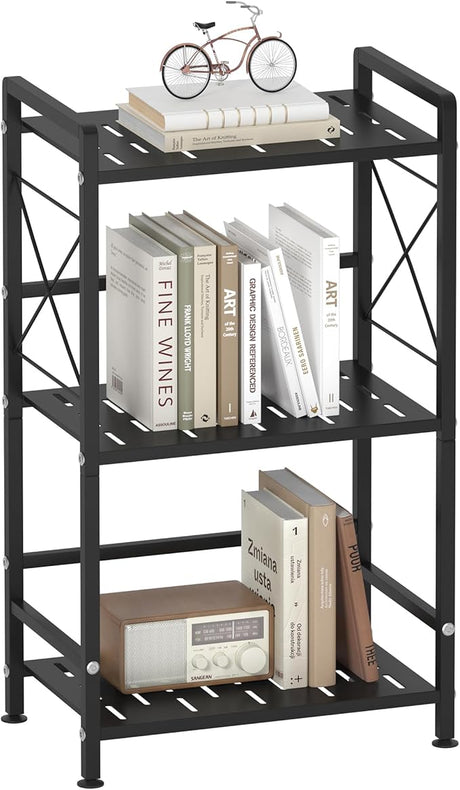 3 Tier Metal Bookshelf Bathroom Storage Standing Shelf Unit Kitchen Storage Organizer