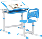 Height Adjustable Children School Study Desk with Tilt Desktop, Storage Drawer, Pen Slot,