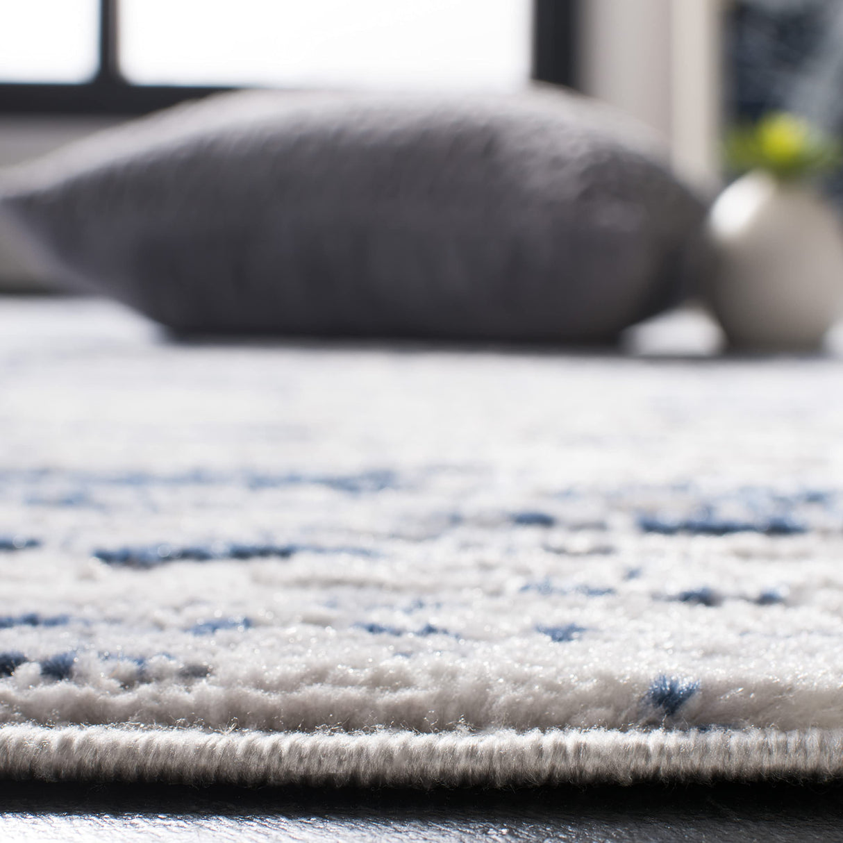 Amelia Collection Area Rug - 8' x 10', Grey & Navy, Modern Abstract Design
