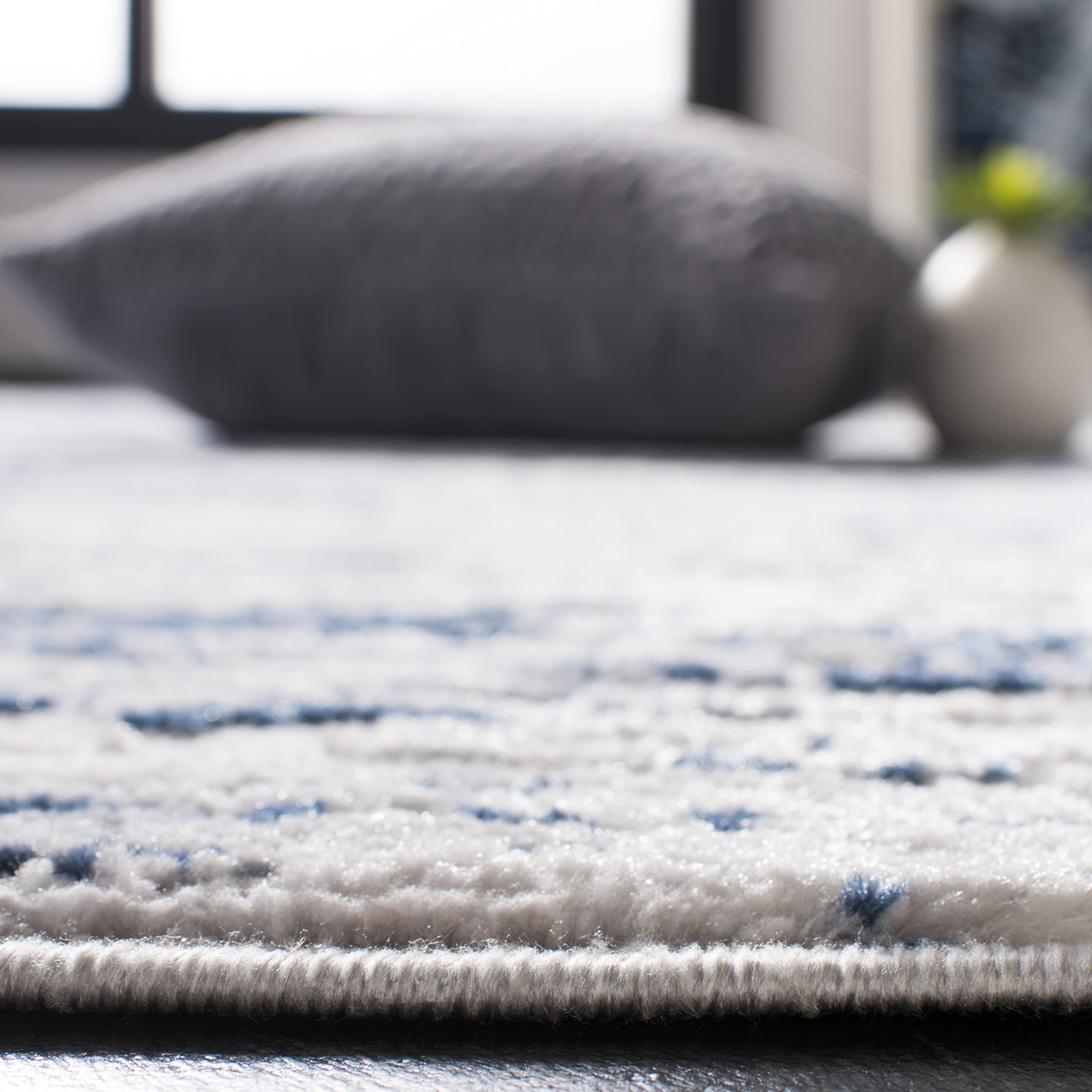 Amelia Collection Area Rug - 8' x 10', Grey & Navy, Modern Abstract Design