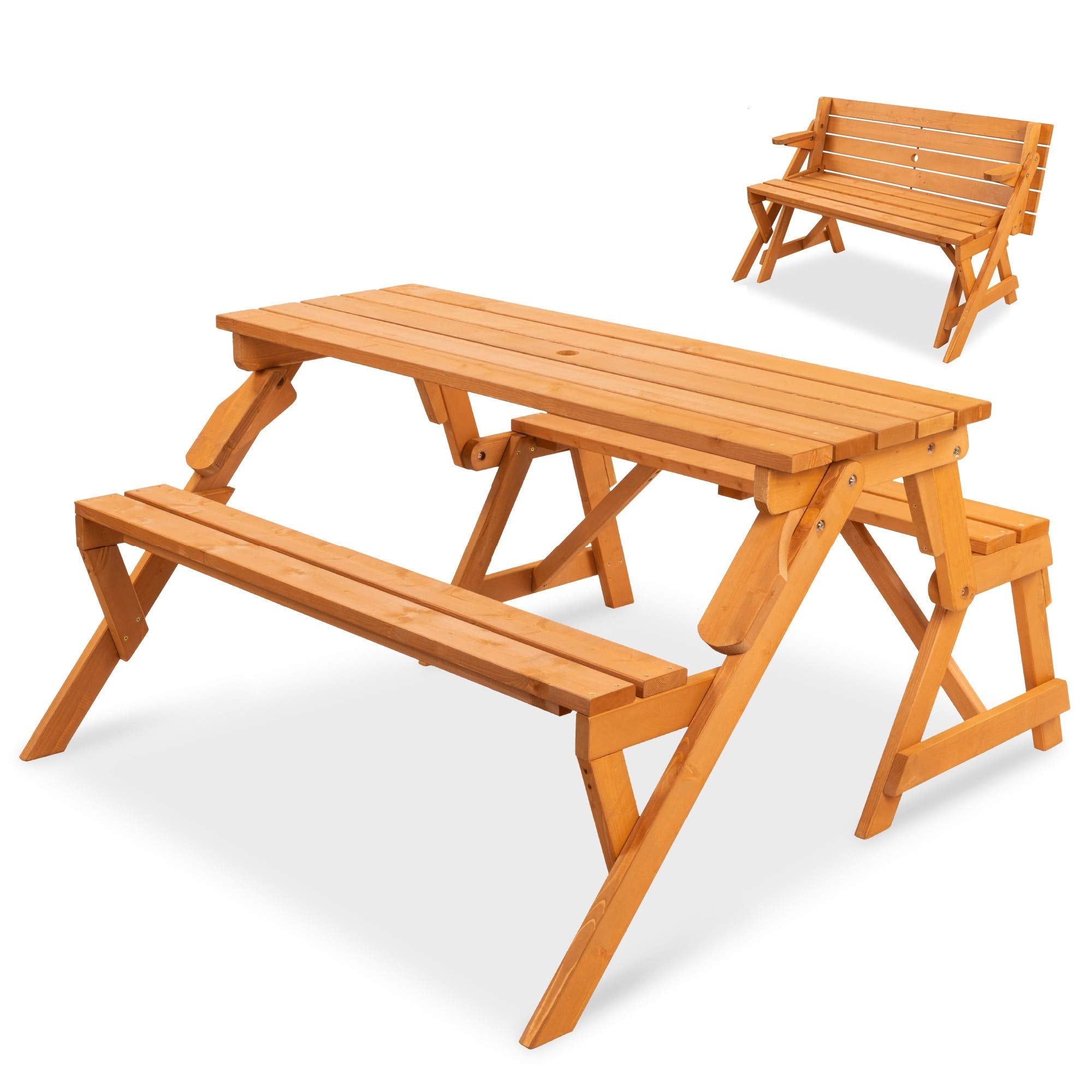 Transforming Interchangeable Outdoor Wooden Picnic Table