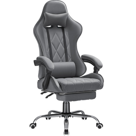 Gaming Chair, Video Game Chair with Footrest and Massage Lumbar Support Breathable