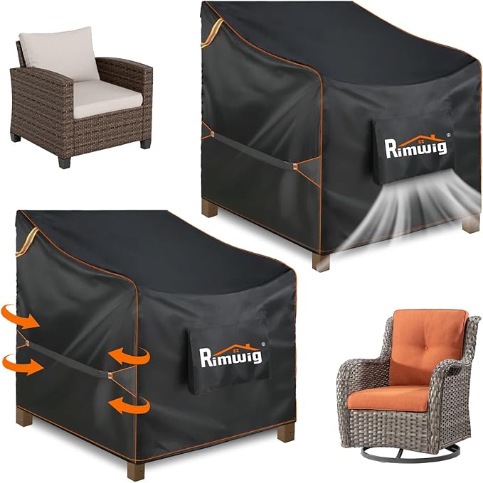 Patio Chair Covers 2 Pack Waterproof, Black Outdoor Furniture Covers