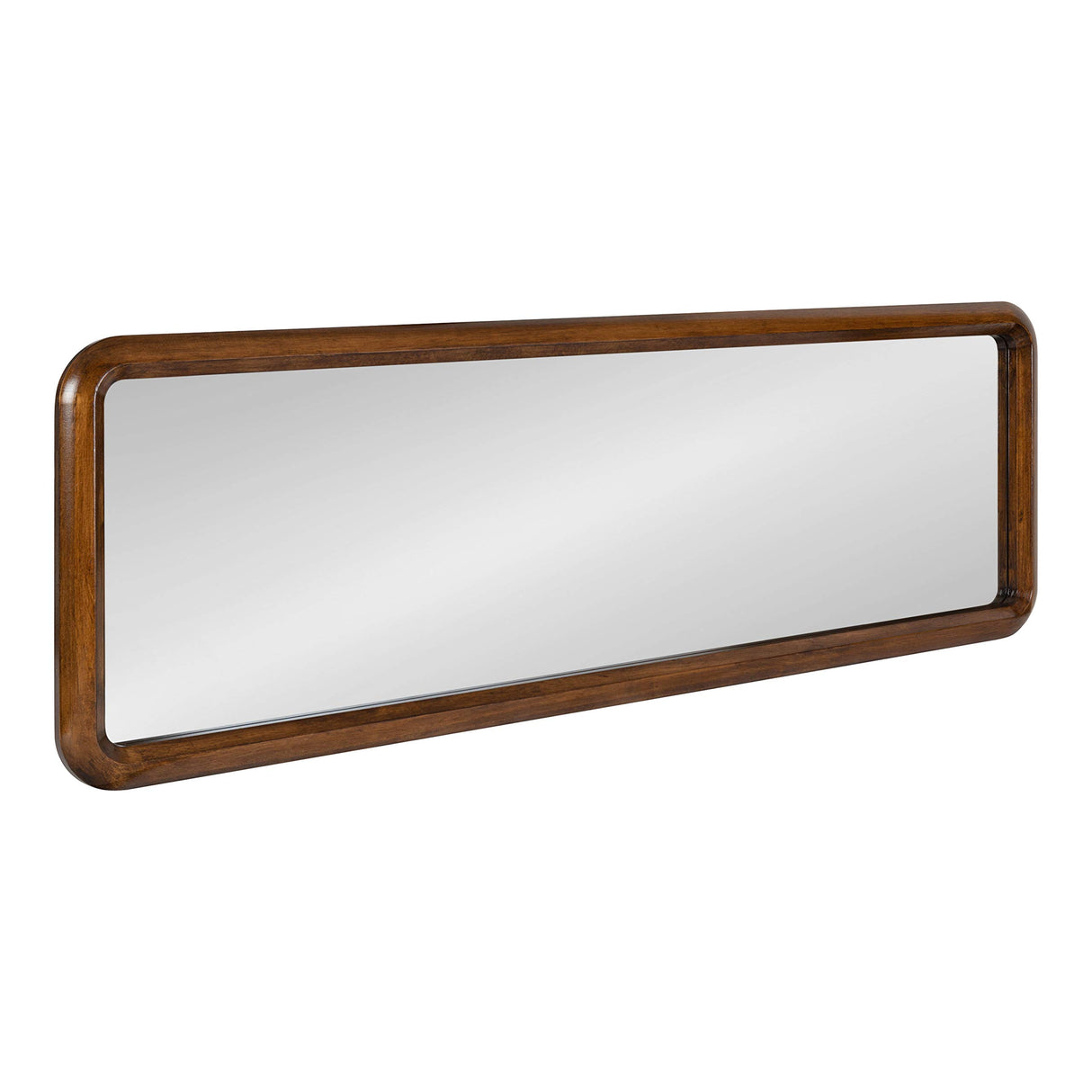 Pao Mid-Century Panel Wood Framed Wall Mirror, 16 x 48, Walnut Brown