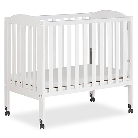 2 in 1 Portable Folding Stationary Side Crib in Natural, Greenguard Gold Certified , 40x26x38 Inch (Pack of 1)