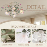 5-Light Ceramic Rose Ceiling Light with Glass Lampshade