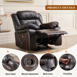 DAZONE Recliner Chair, Leather Recliner Lazy Boy Recliner Comfortable Home Theater Seating with Rocking Glider Recliner Chair for Living Room Reclining Rocker Single PU Faux Manual Recliner Brown