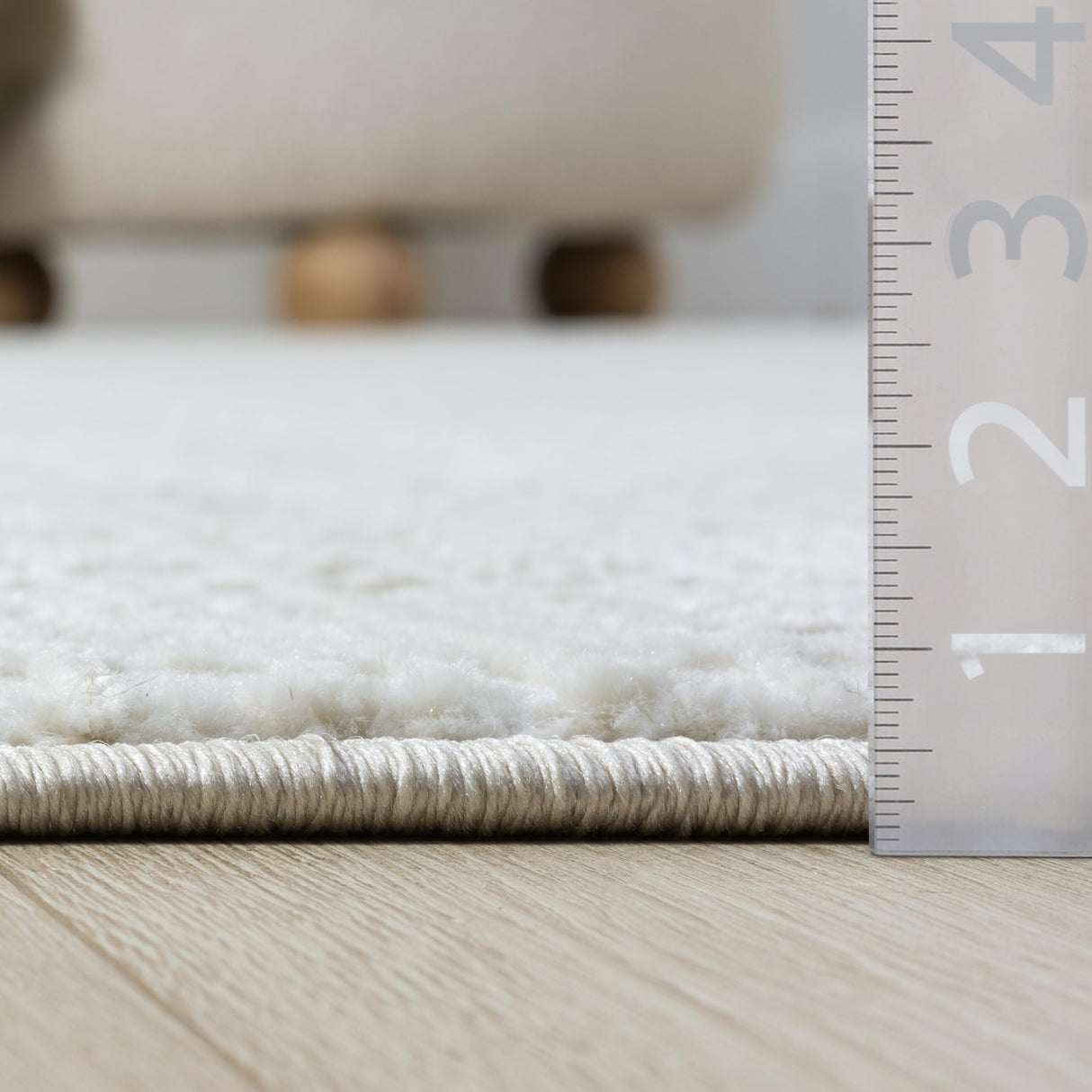 Cream Area Rug 6' x 9' - Textured Weave Design