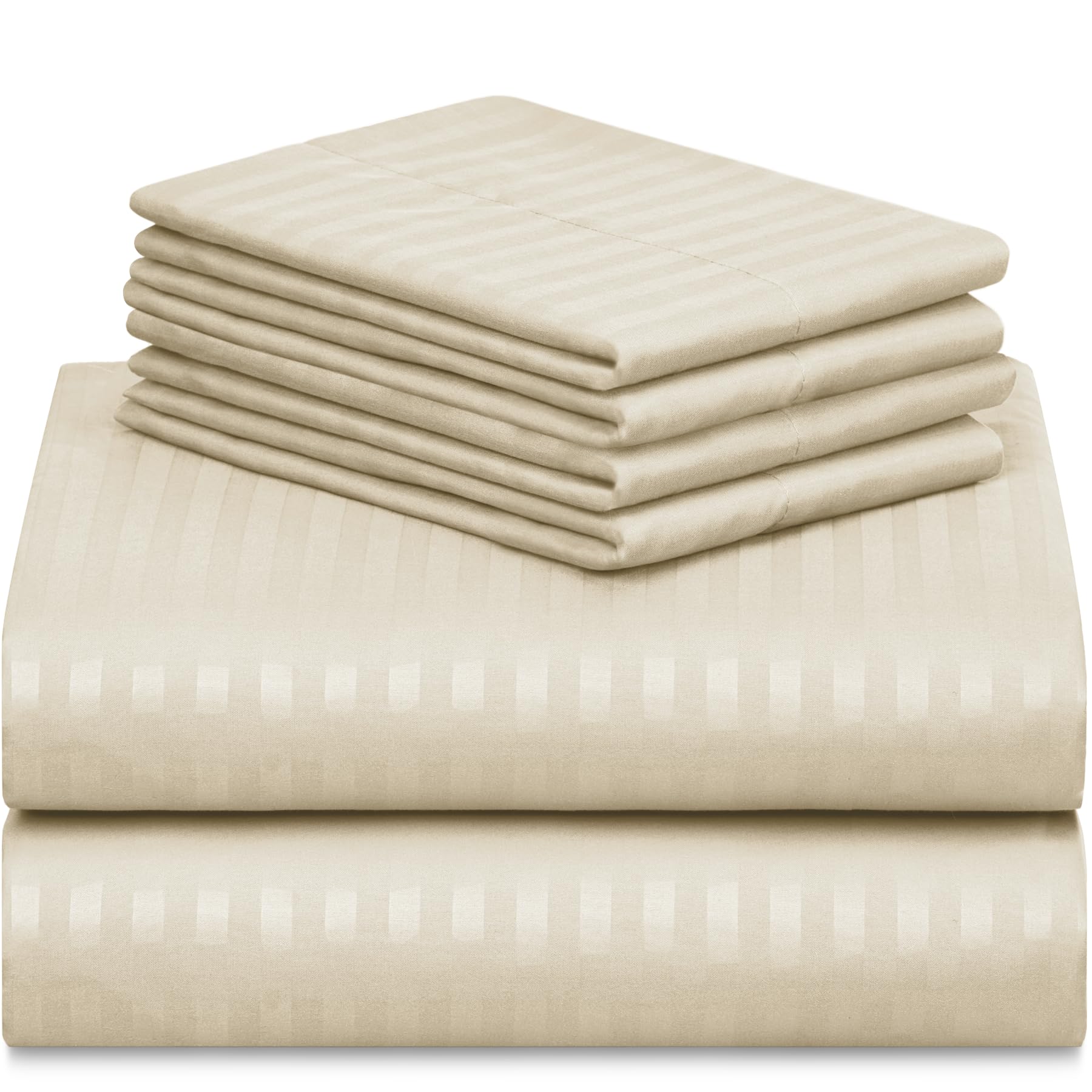 6 PC Cal King Size Sheet Set Bed Sheets, Breathable Luxury Bed Sheets, Deep Pockets 18"