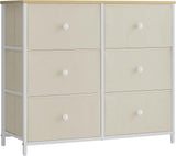 Dresser for Bedroom, Chest of Drawers, 6 Drawer Dresser, Closet Fabric Dresser with Metal Frame, Gray and Black w