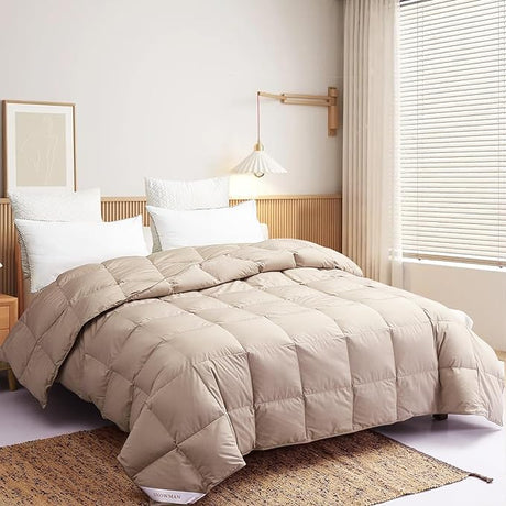 Extra-Soft Down Blanket King, Lightweight Down Comforter with 8 Corner Tabs, Cooling