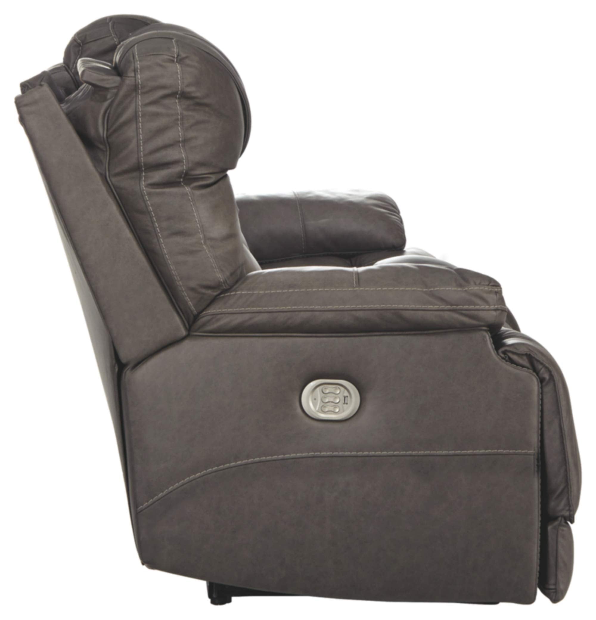 Wurstrow Leather Adjustable Dual Sided Power Reclining Sofa with USB Charging, Dark Gray