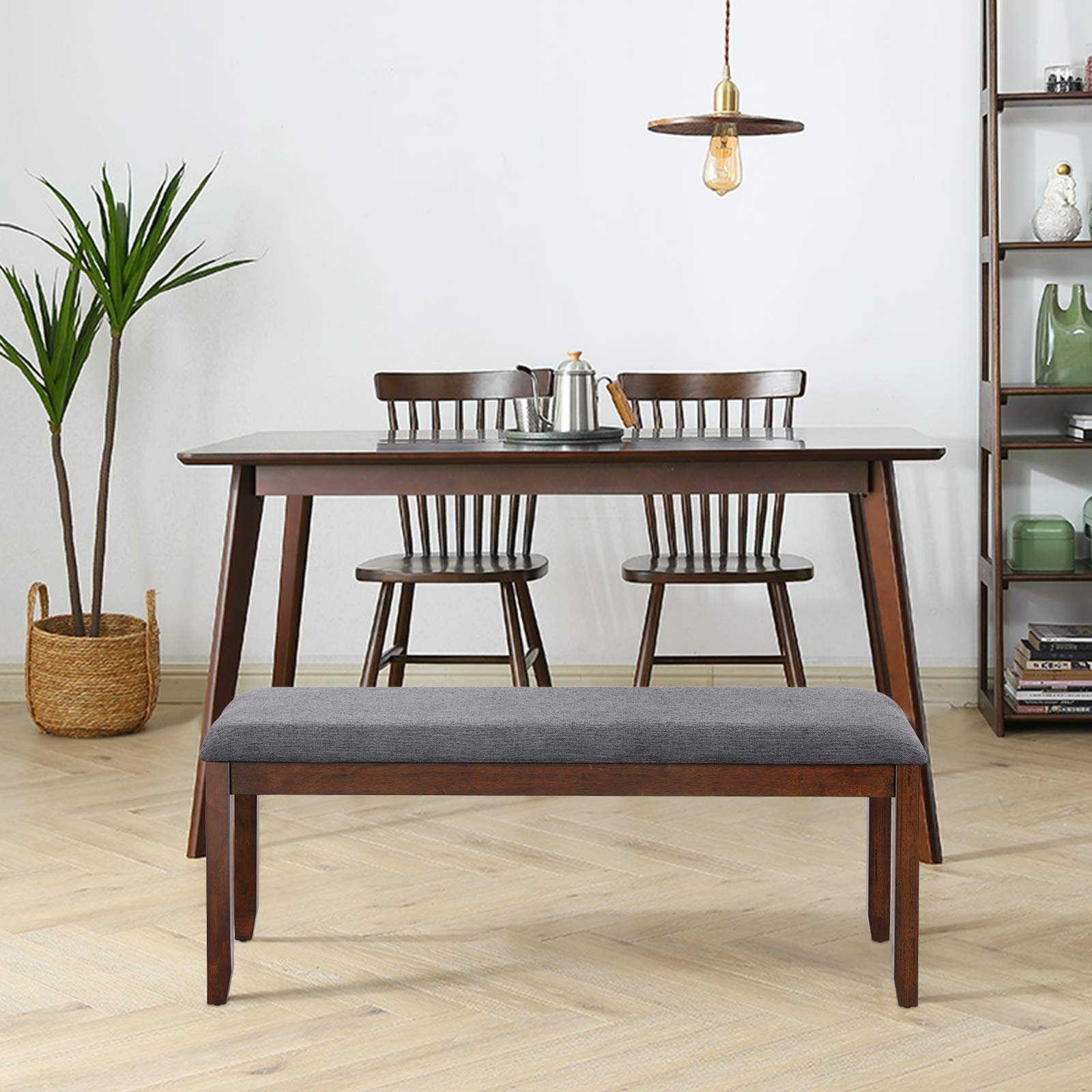 Dining Room Bench, Wood Kitchen Table Bench with Upholstered, Entryway Bench