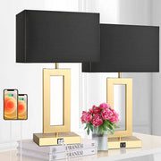 22'' Black&Gold Lamps for Bedrooms Set of 2, Touch Control Table Lamps