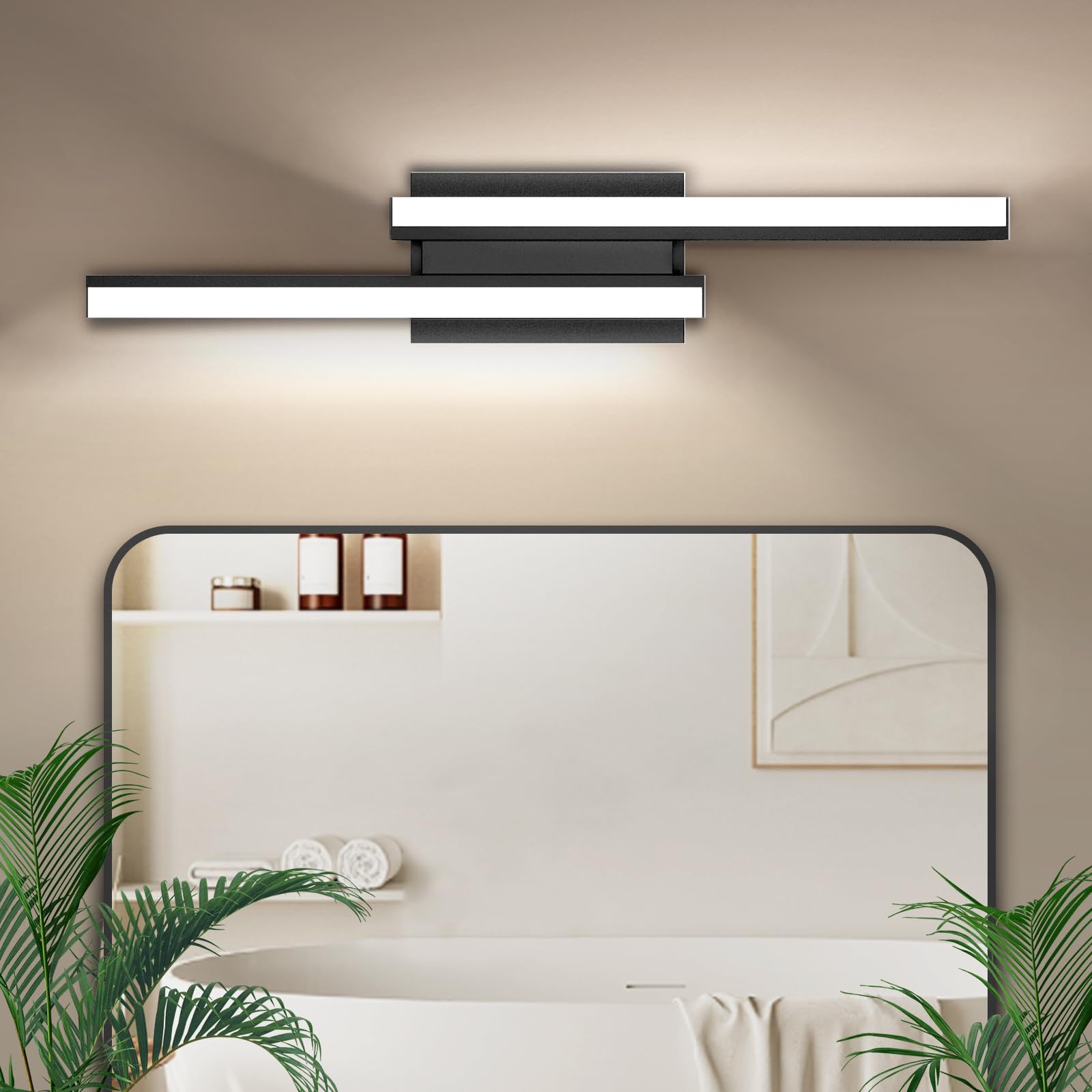 Modern LED Bathroom Light Fixtures, 16-24 Inch Retractable, 25W 2200LM Dimmable