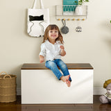 Toy Box Storage Chest, Wooden Children Storage Bench Ottoman Trunk w/Flip-top Lid,