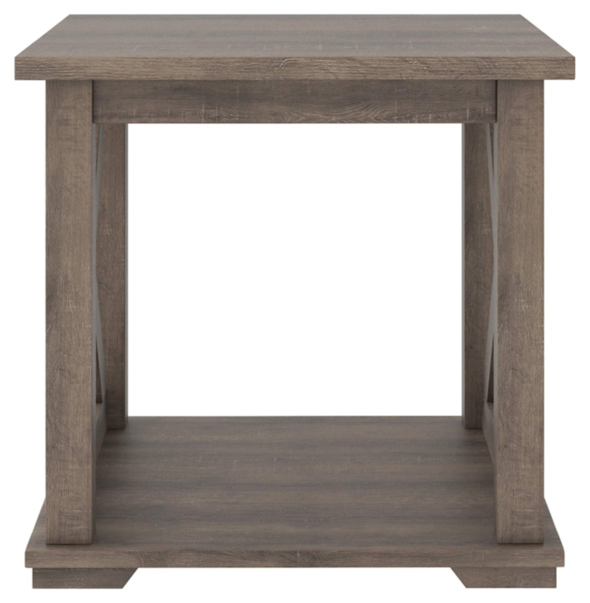 Arlenbry Farmhouse End Table with Crossbuck Details, Weathered Oak Brown