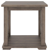 Arlenbry Farmhouse End Table with Crossbuck Details, Weathered Oak Brown