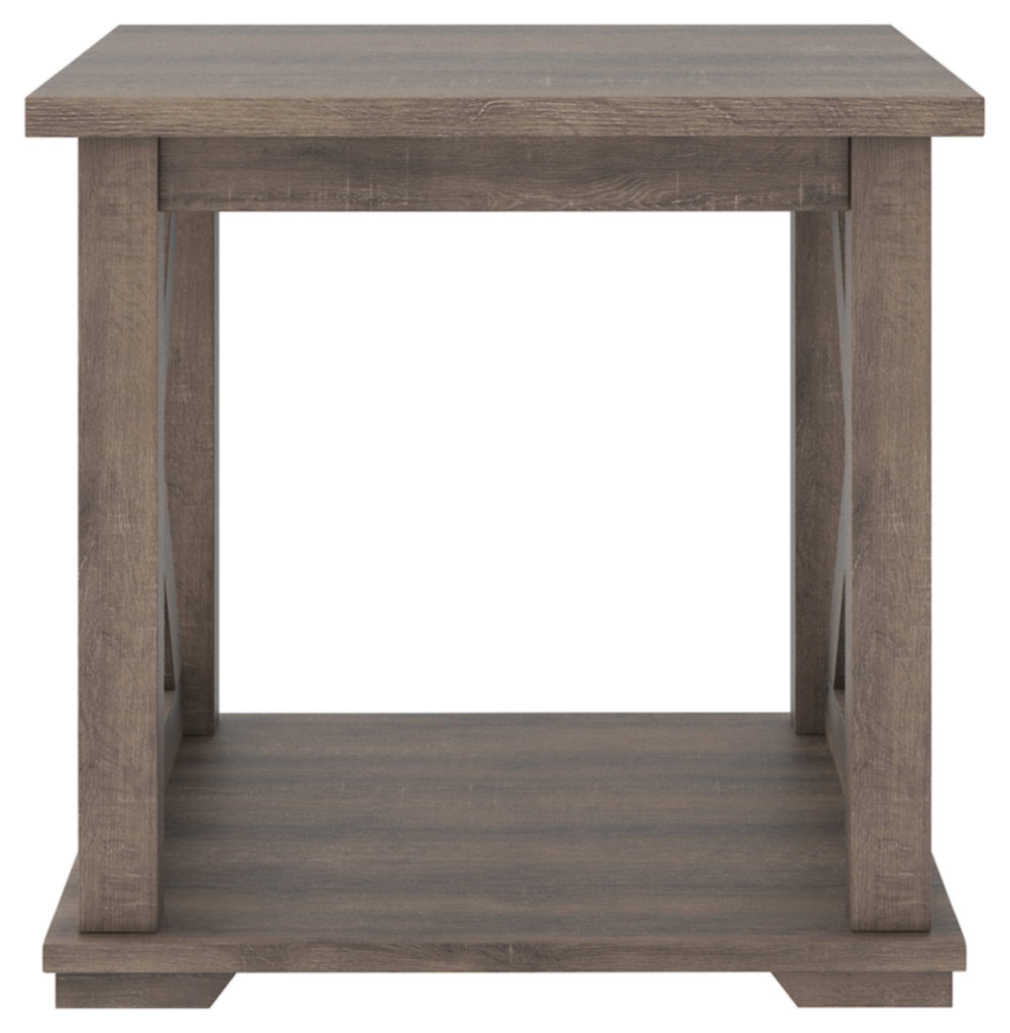 Arlenbry Farmhouse End Table with Crossbuck Details, Weathered Oak Brown