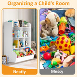 4 Tier Kids Bookshelf and Toy Storage Organizer with 8 Wooden Large Capacity Cabinet for Childrens Suitable for Nursery