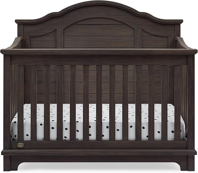 Simmons Kids Asher 6-in-1 Convertible Crib with Toddler Rail, Rustic Mist
