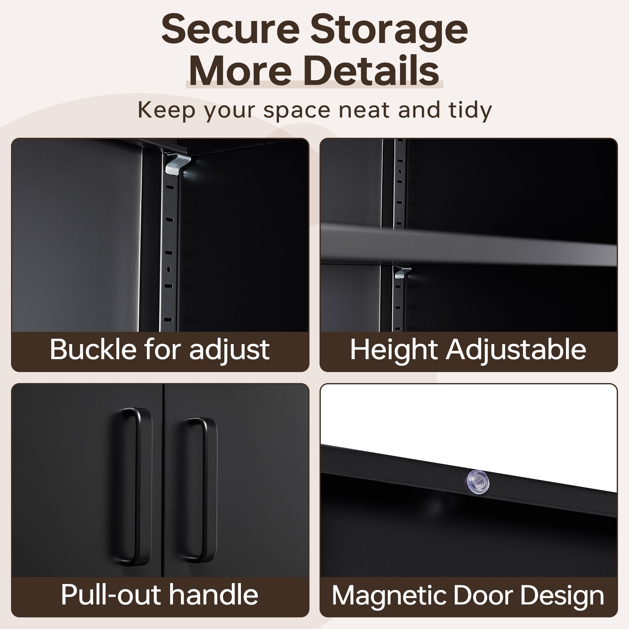 AFAIF Metal Garage Storage Cabinet,71" h Tall Garage Cabinet with 2 Doors and 5 Adjustable Shelves, Steel Utility Tool Cabinet Black Locking Cabinets, Lockable File Cabinet Garage Storage Locker