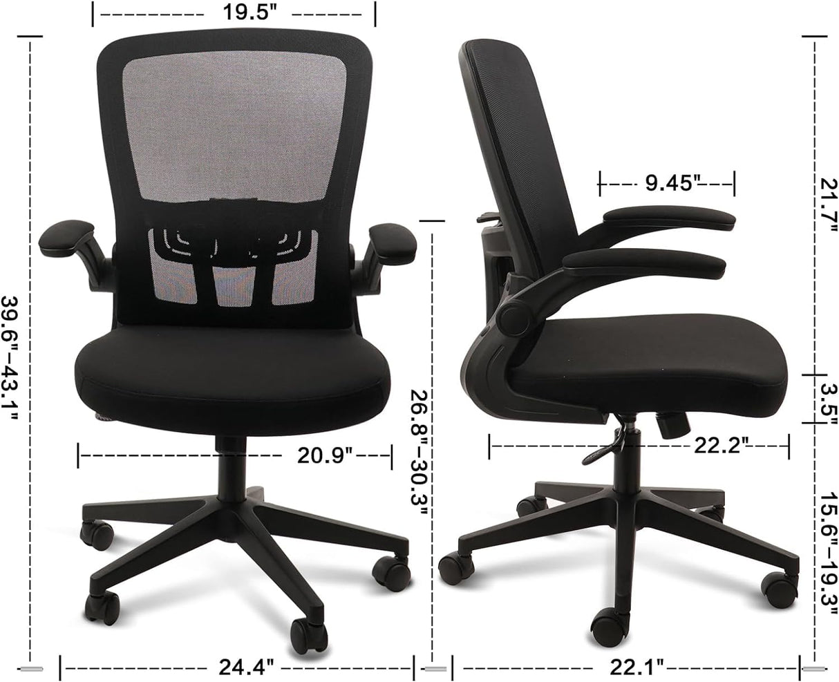 Desk Chairs with Wheels, Ergonomic Mesh Office Chair Adjustable Height