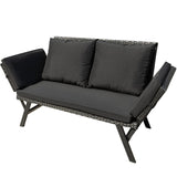Outdoor Sofa, Woven Rattan Patio Furniture, Convertible Daybed or Double Chair
