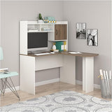 Office Desk, Modern L-Shaped Desk with Hutch, Black Oak (Color : Brown)