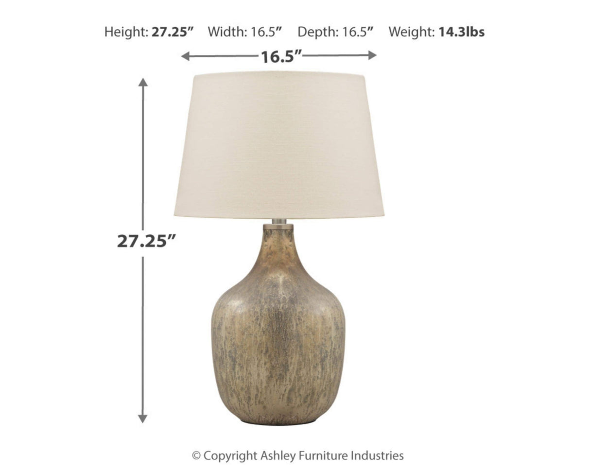Signature Design by Ashley Mari Contemporary 27.75' Mercury Glass Table Lamp, Gray & Gold