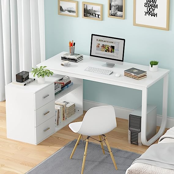 Home Office Computer Desk Corner Desk with 3 Drawers