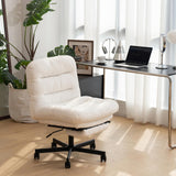 Armless Office Chair with Wheels 400 lbs, Cross-Legged Wide Comfy Office Chair