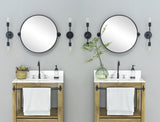 Round Pivot Bathroom Mirror - 24" Black Metal Framed Tilting Wall Mount