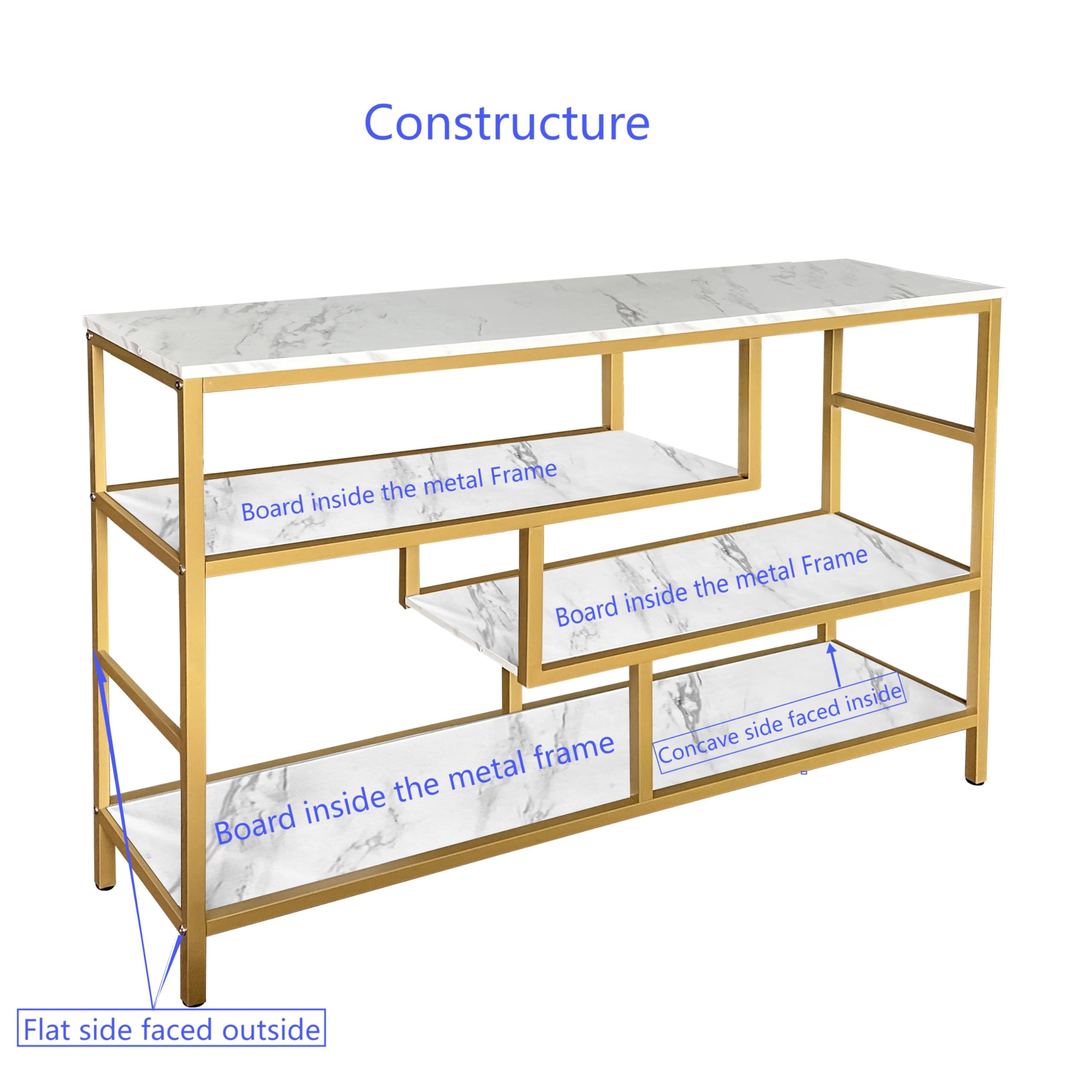 Console Table 4-Tier Storage Shelves Entryway Table Hallway