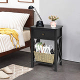 Set of 2 Nightstand with Drawer, Wood End Table, Modern Sofa Side Table