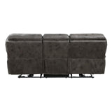Benjara Tony 90 Inch Power Double Recliner Sofa, Gray Microfiber, USB Charging Port