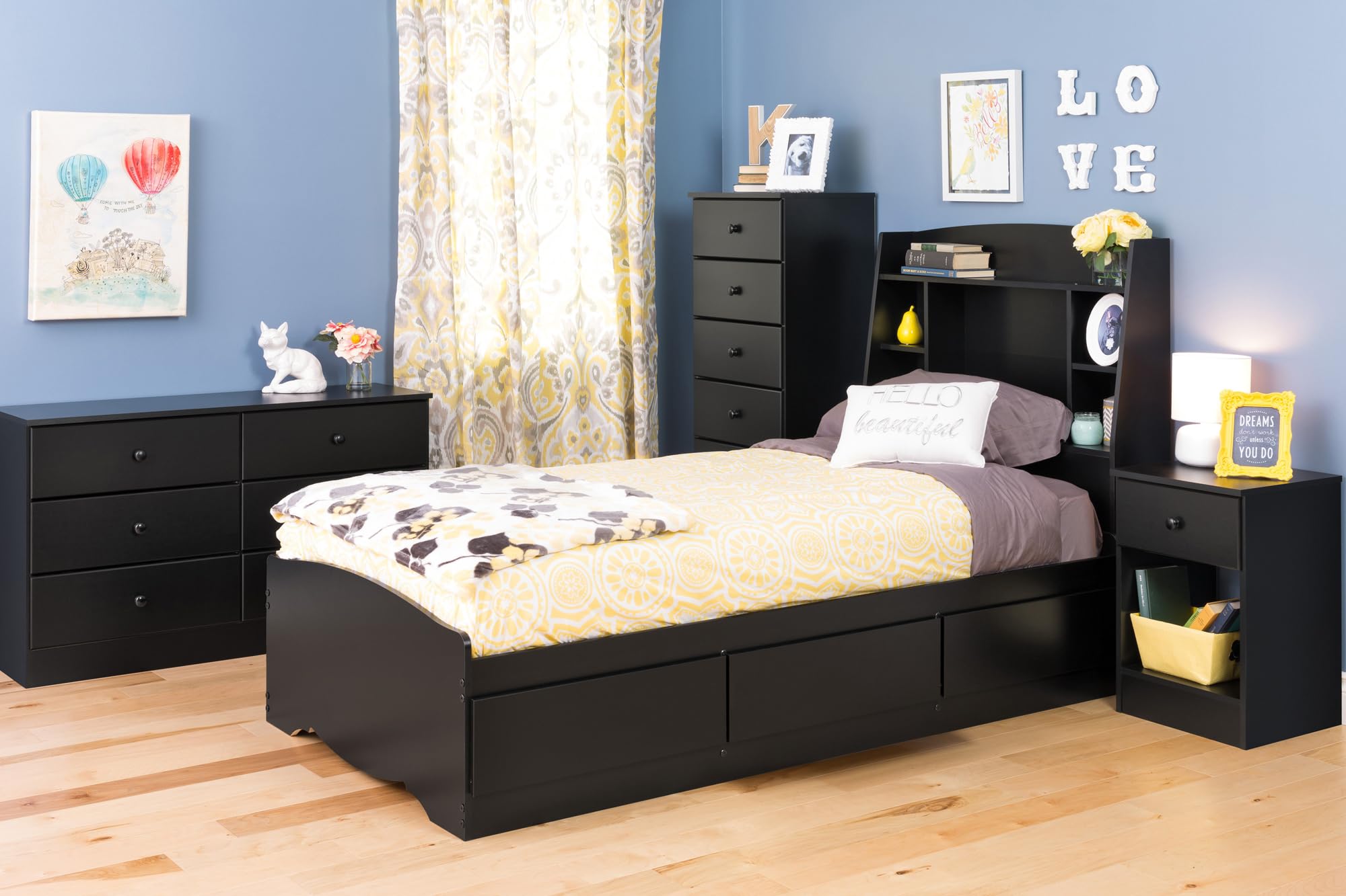 Astrid 6 Drawer Double Dresser For Bedroom,  Black