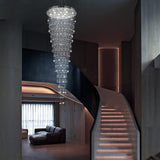 Modern Large Crystal Chandelier for High Ceilings, Raindrop Round Large Foyer