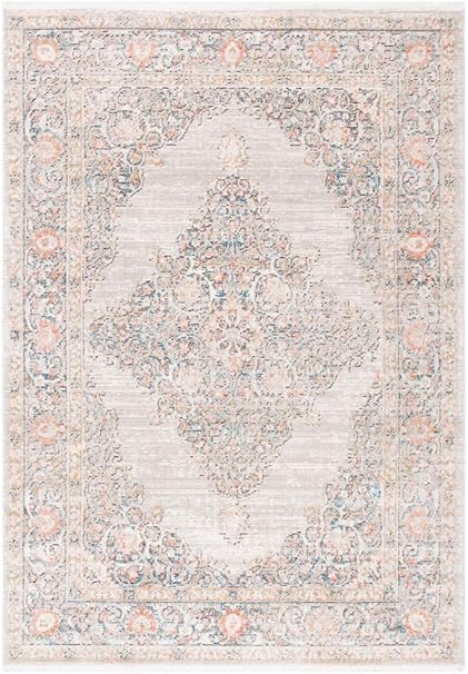 Shivan Collection 6'7" Square Grey / Rose SHV726F Shabby Chic Medallion