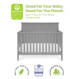 Easton 4-in-1 Convertible Baby Crib, Greenguard Gold Certified, Grey