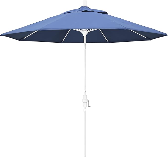 9' Round Aluminum Pole Fiberglass Rib Market Umbrella, Crank Lift