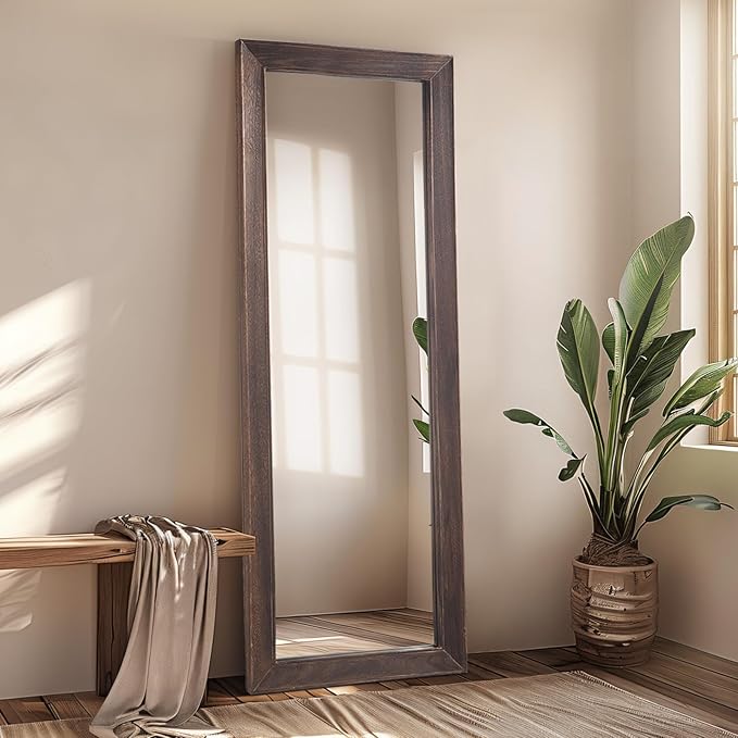 Full Length Mirror, 64"x21" Wood Frame Floor Mirror, Free Standing Mirror Leaning Hanging