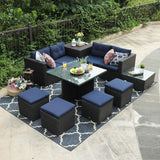 9 Piece Outdoor Furniture Sectional Patio Sofa Dining Set