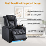 comfiroom Leather Home Theater Seating Classic Series Dual Power Electric Headrest Game Seats Movie Theater Chairs Theater Recliner Sofa with Type-C USB Charger (Black, Row of 3)