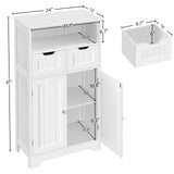 Bathroom Storage Cabinet with 2 Drawers & Adjustable Shelf, 2 Doors Bathroom Floor